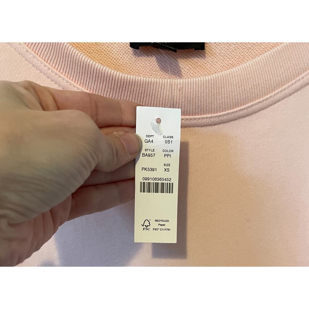 J. Crew Original Cotton Terry Puff-sleeve Sweatshirt Dress Pink Size XS NEW - Picture 7 of 8